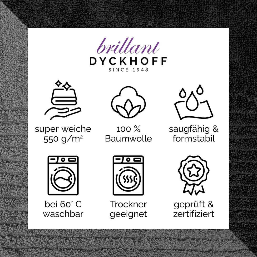 Dyckhoff 0410996150 Handtuchset "Brillant", 2 Badetücher / Duschtücher 70 x 140 cm und 4 Handtücher