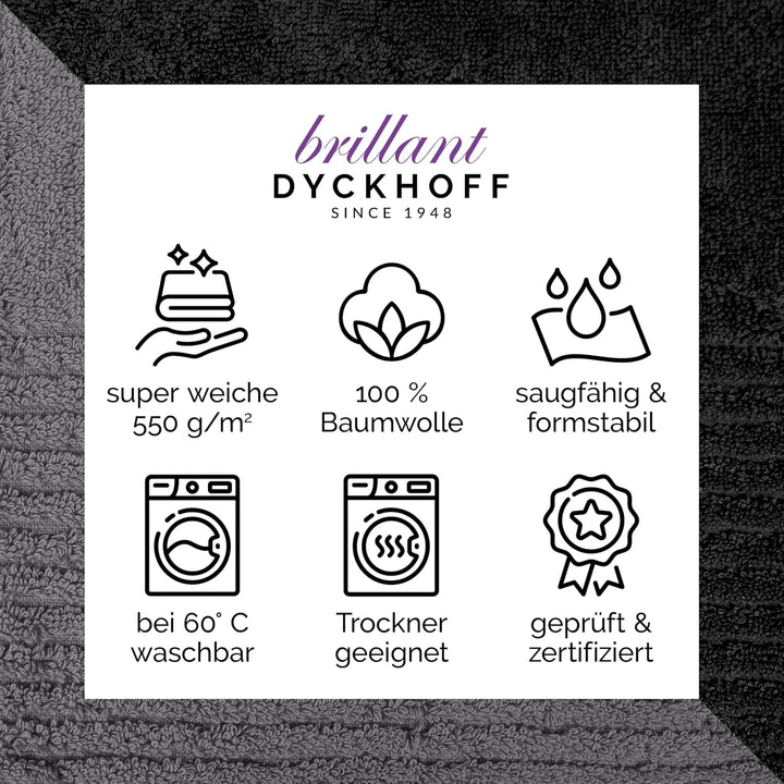 Dyckhoff 0410996150 Handtuchset "Brillant", 2 Badetücher / Duschtücher 70 x 140 cm und 4 Handtücher