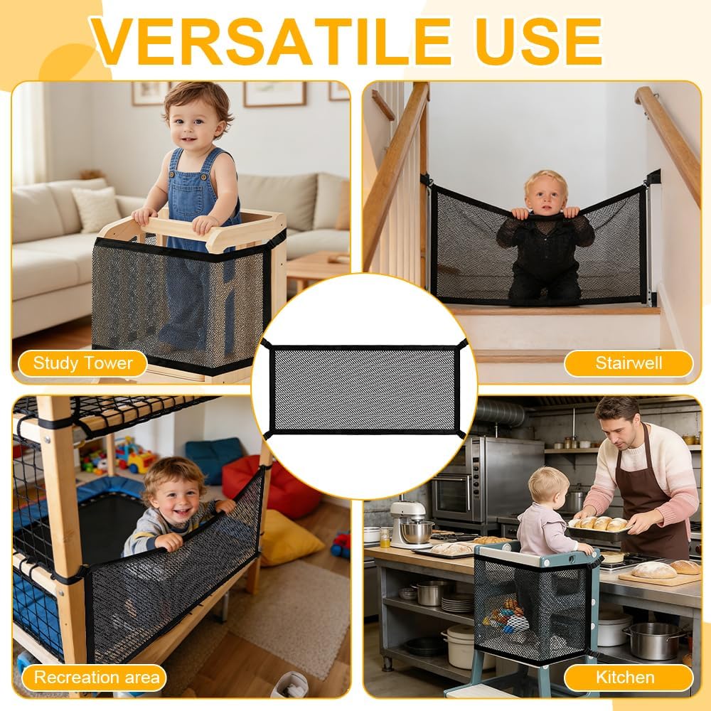Sicherheitsnetz für Kleinkinderturm, SGZIOO Schutznetz für Lernturm & Küchenhelfer Tritthocker, Sich