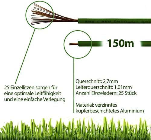 150m Begrenzungskabel + 450 Erdspiesse + 10 Kabelverbinder für Mähroboter Rasenmäher Rasenroboter Zu