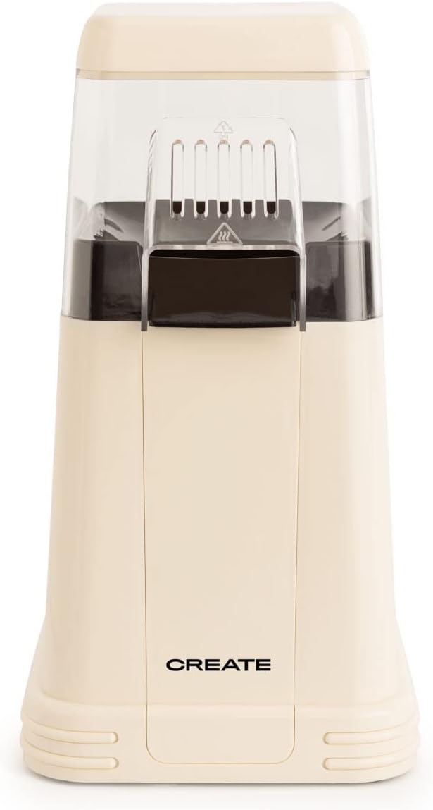 CREATE/POPCORN MAKER/Elektrische Popcornmaschine Cremeweiss/Retro-Stil, Fettfrei, Ölfrei, einfache B