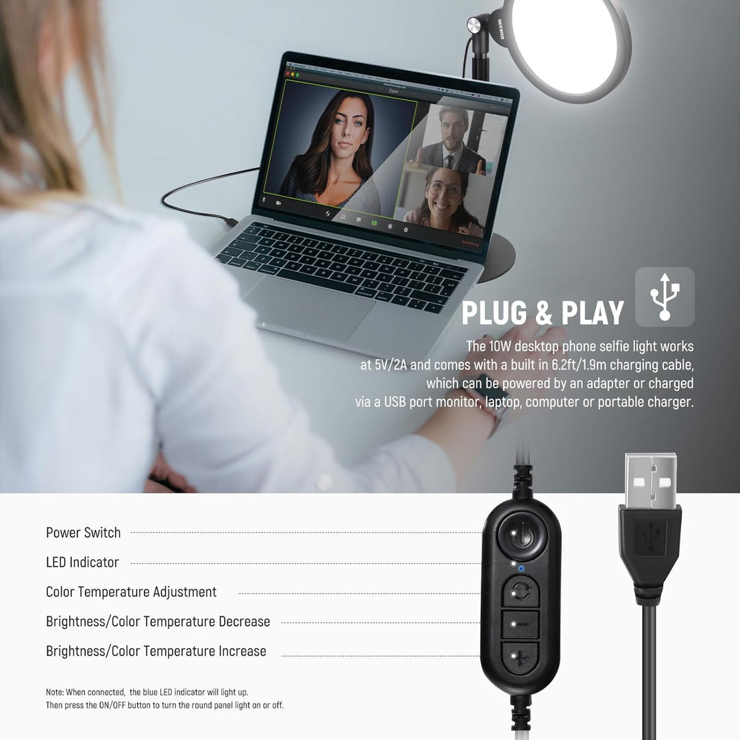 NEEWER Basics 2er 7" Tisch Ringlicht für Video Aufnehmen Dimmbare 10W Vollbild Video Key Light mit S