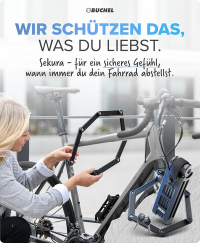 BÜCHEL Sekura - Faltschloss Fahrrad I sicherer Diebstahlschutz inkl. Halterung I aus gehärtetem Stah
