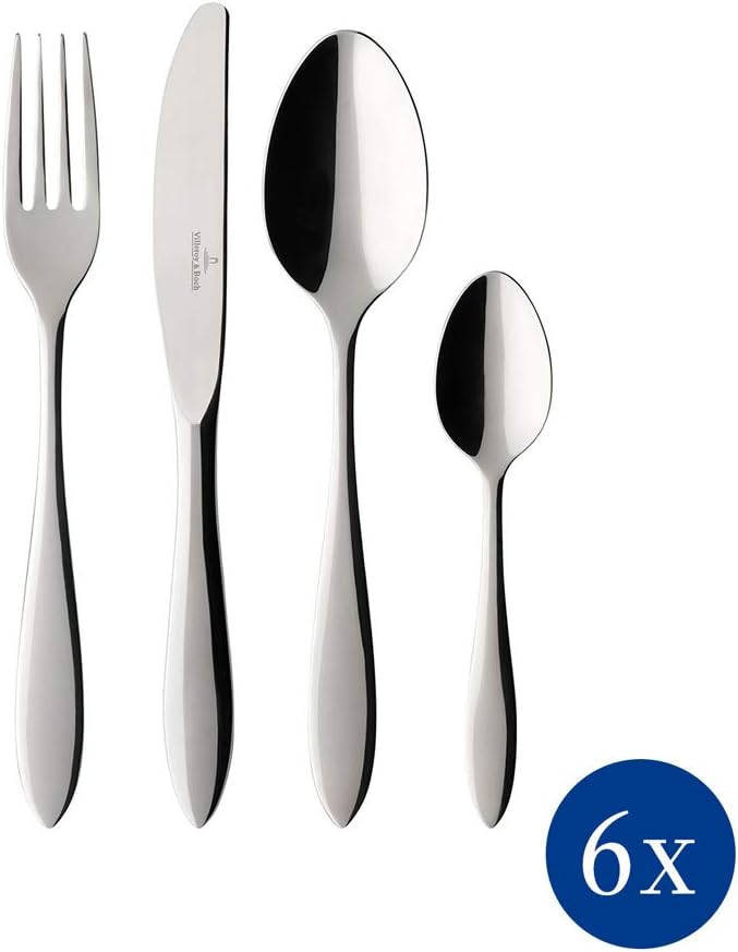 Villeroy und Boch Arthur Tafelbesteck für bis zu 6 Personen, 24-teilig, Edelstahl 24tlg. Single, 24t