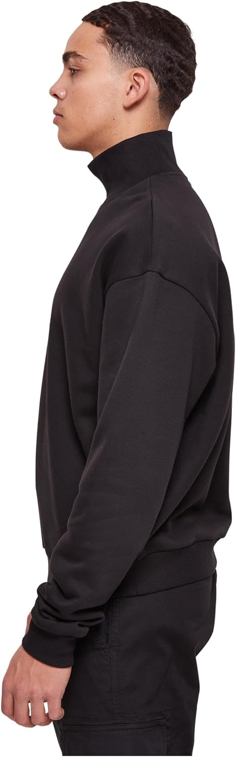 Urban Classics Herren High Rib Neck Crew Sweatshirt S Schwarz, S Schwarz