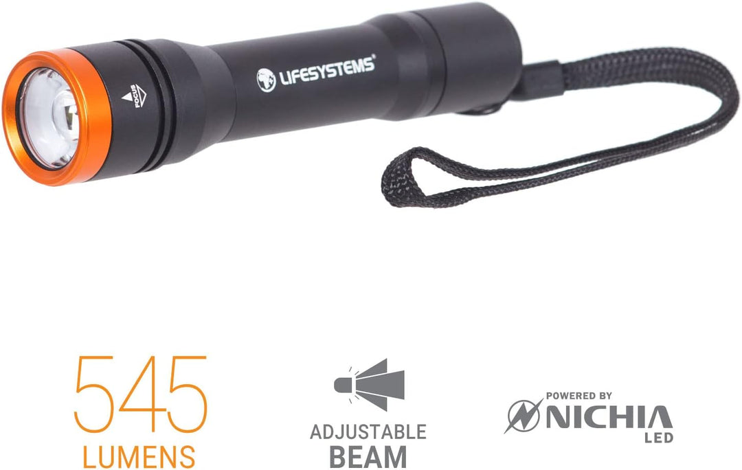 Lifesystems Intensity wiederaufladbare Hand-Taschenlampe, 545 Lumen, wasserfest, verstellbare Linse,