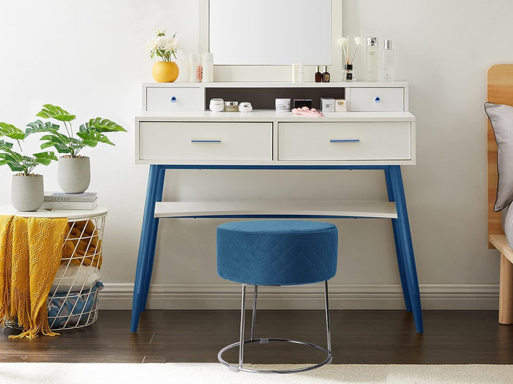 Zedelmaier Runder Velvet Hocker,Polsterhocker,Footrest Stool Ottoman,Samt Hocker bis zu 100 kg belas