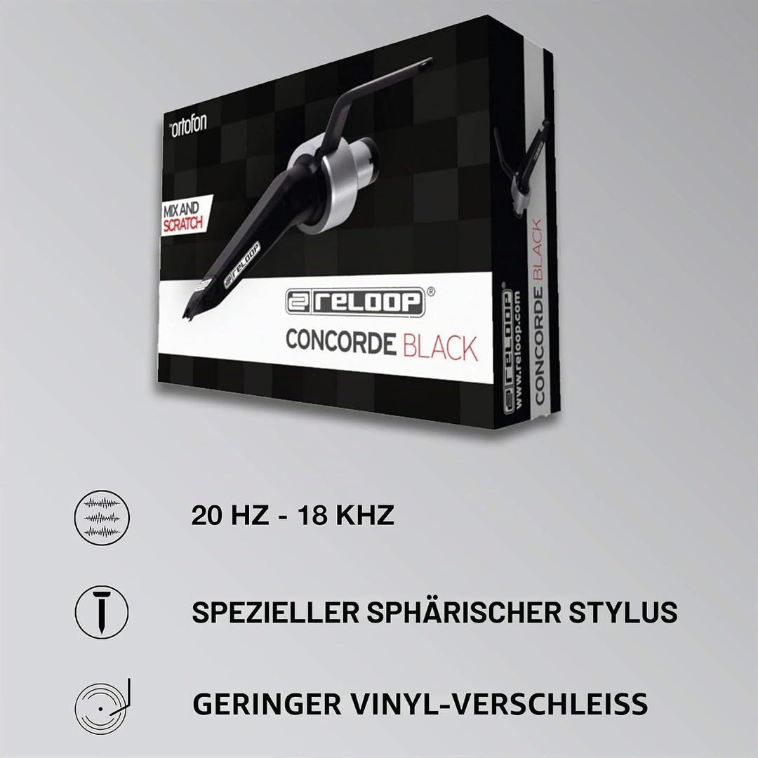 Reloop Concorde Black – Sphärisch geschliffenes Tonabnehmersystem mit robuster Konstruktion für Plat