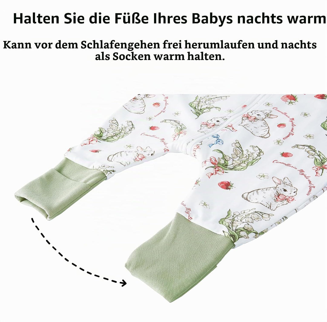 Chilsuessy Baby Schlafsack mit Beinen 1.5 Tog Schlafsack 100% Baumwolle Ganzjahres Schlafsack mit Fü