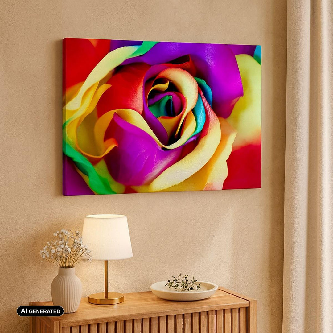 Bilder auf Leinwand 100x70cm Leinwandbild mit Rahmen Blume Farbe Rose Gross Wanddeko Bild Schlafzimm