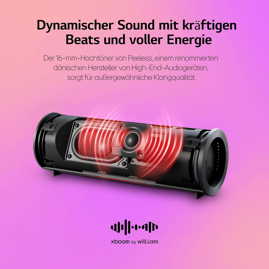 LG xboom Grab by will.i.am, tragbarer Bluetooth-Lautsprecher (Signature Sound, IP67, bis zu 20 Std.