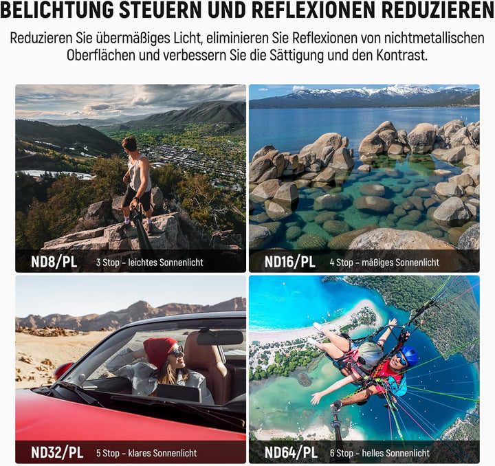 NEEWER ND/PL Filter Set Kompatibel mit DJI Osmo Nano (ND8/PL+ND16/PL+ND32/PL+ND64/PL), 4er Pack, auf