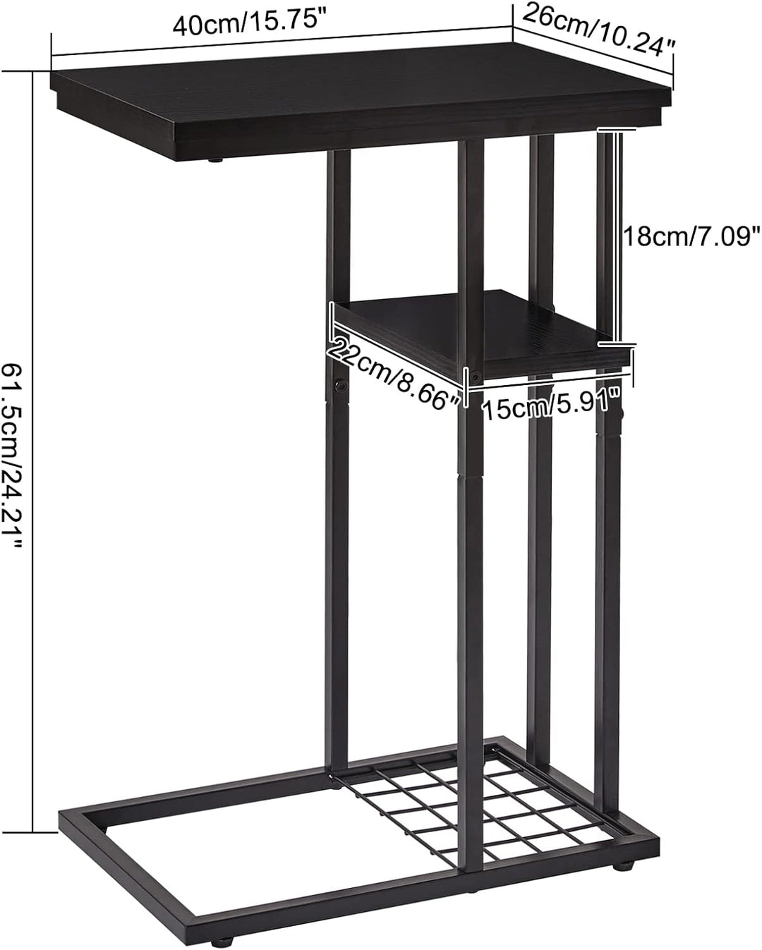 YMYNY Beistelltisch Kaffeetisch C-Form, Eleganter Kleiner Sofatisch, Industrie-Design 2er-Set, Sofat