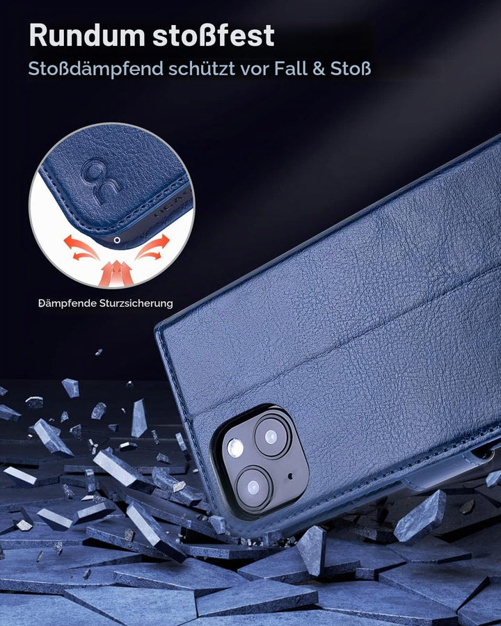 OCASE für iPhone 14 Hülle Handyhülle Premium PU Leder Blau iPhone 14 Blau, iPhone 14 Blau