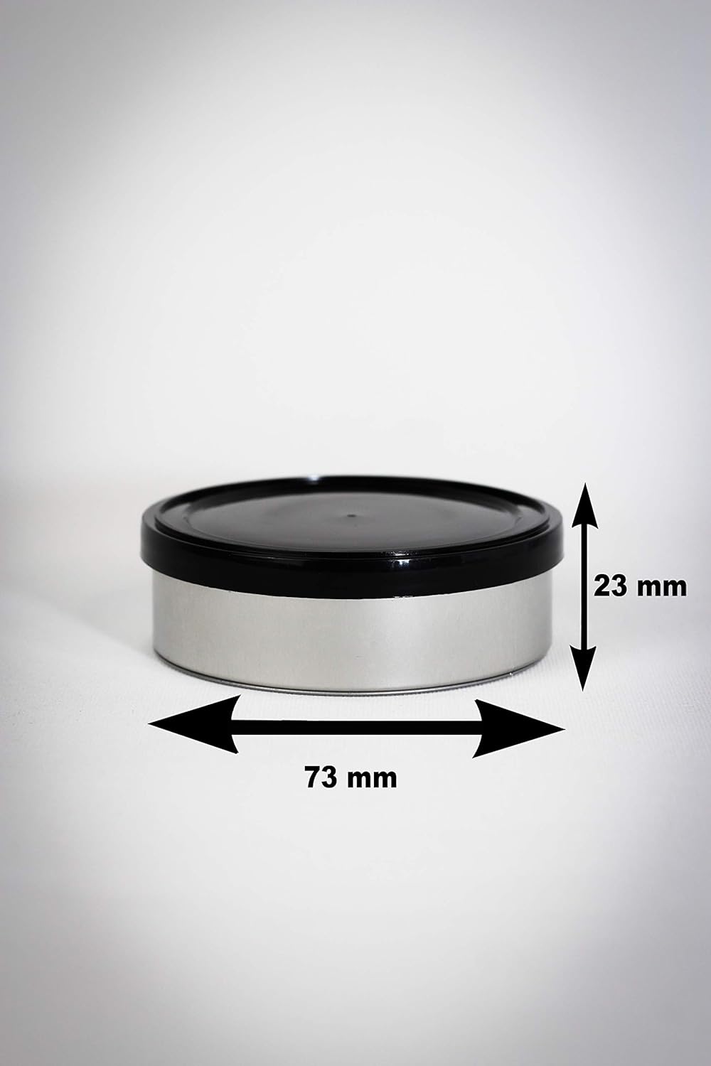 Pressitin 20x Pressitin Self Seal Cans, Tuna Tins 100 ml, Fillable with Black Plastic Lid and Black
