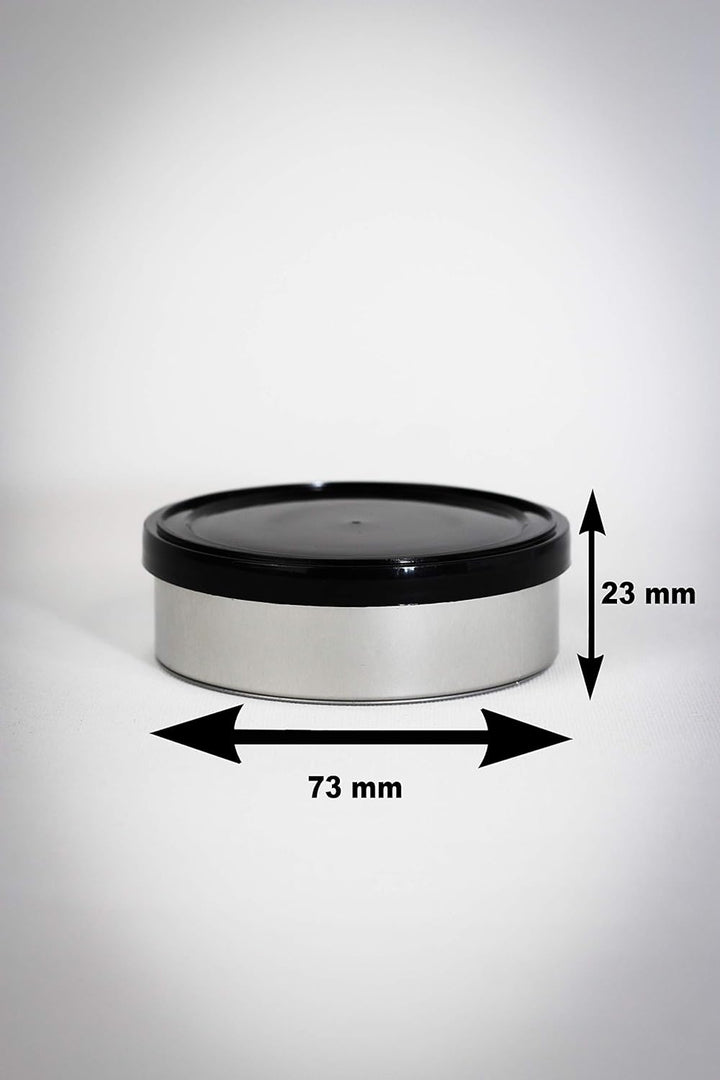 Pressitin 20x Pressitin Self Seal Cans, Tuna Tins 100 ml, Fillable with Black Plastic Lid and Black