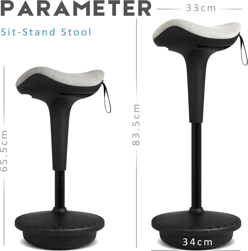 IWMH Ergonomischer Arbeitshocker, Hochverstellbare Stehhilfe, Atmungsaktiver Sitz-Steh-Hocker 360° D