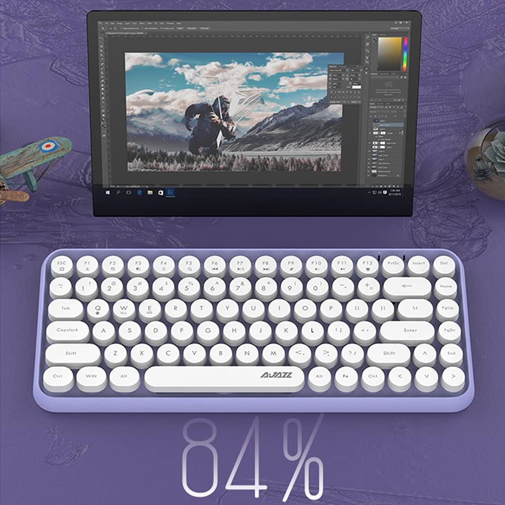 Kabellose Bluetooth-Tastatur, süsse Mini-Kompakttastatur mit 84 Tasten, kabellose 2,4-GHz-Bluetooth-