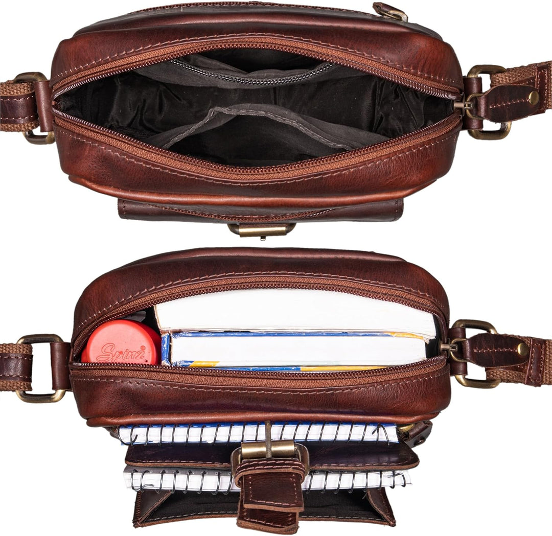 ROYALZ 'Knoxville' kleine Ledertasche Herren Vintage Männer Umhängetasche Mini Messenger Bag Schulte