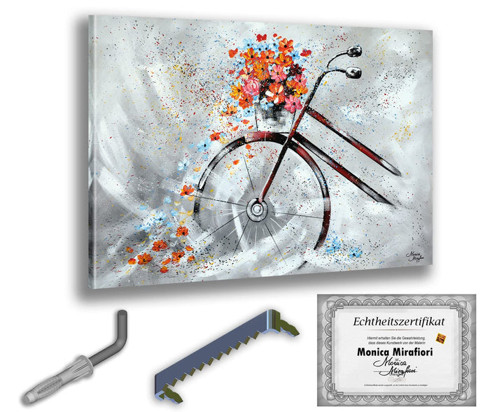 Monica Mirafiori I 100% HANDGEMALT I Gemälde Fahrrad 100x70cm | Gemälde Handgemalt | Acrylgemälde |