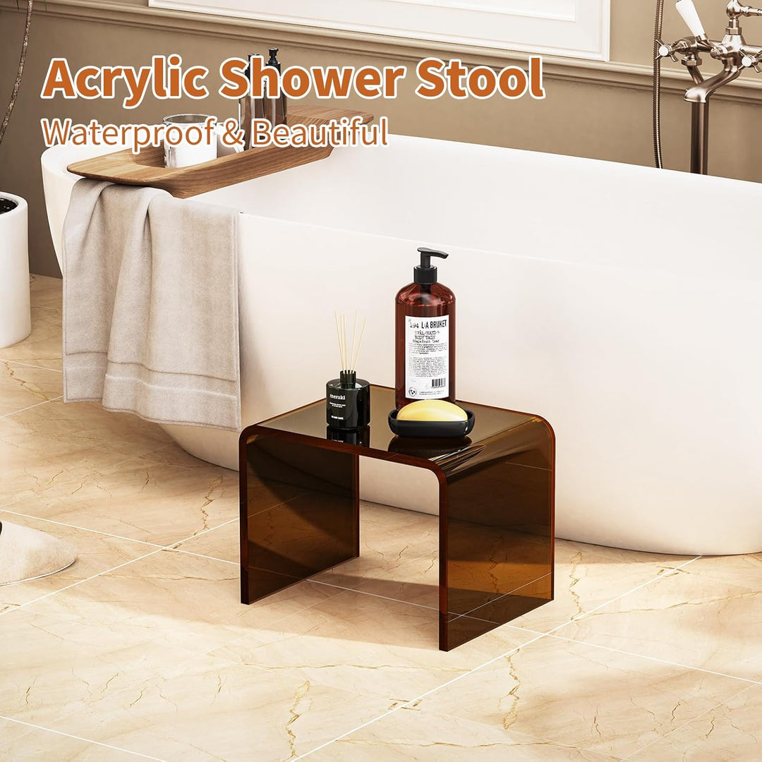 Acryl-Tritthocker, Kleiner transparenter Fusshocker für Badezimmer, Schlafzimmer, Küche, belastbar b