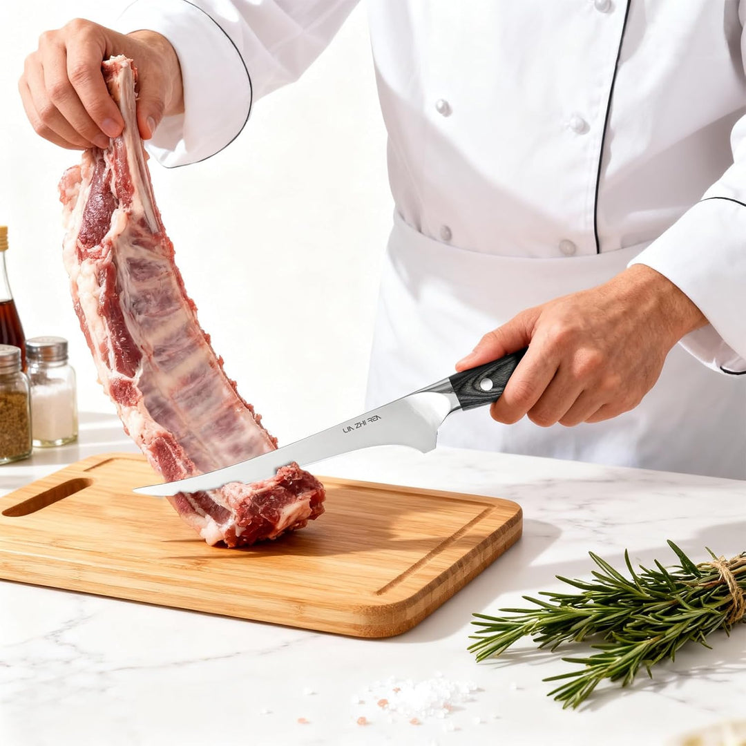 Filletmesser, 18 cm Professioneller Fisch, Knochenmesser mit ergonomischem Griff für Fleisch, Fisch,