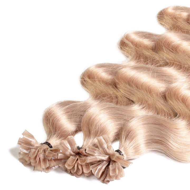 hair2heart Premium Extensions Echthaar Bondings Gewellt - 100 Strähnen 1g 60cm Aschblond #20 Aschblo
