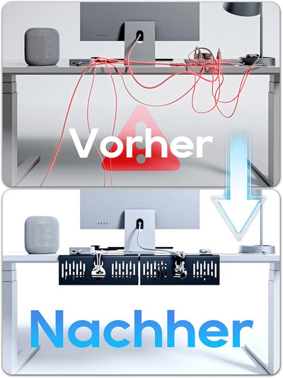 NODOCA Kabelmanagement unter dem Schreibtisch, Ohne Bohren Untertisch Kabelmanagement, Kabelkanal Sc