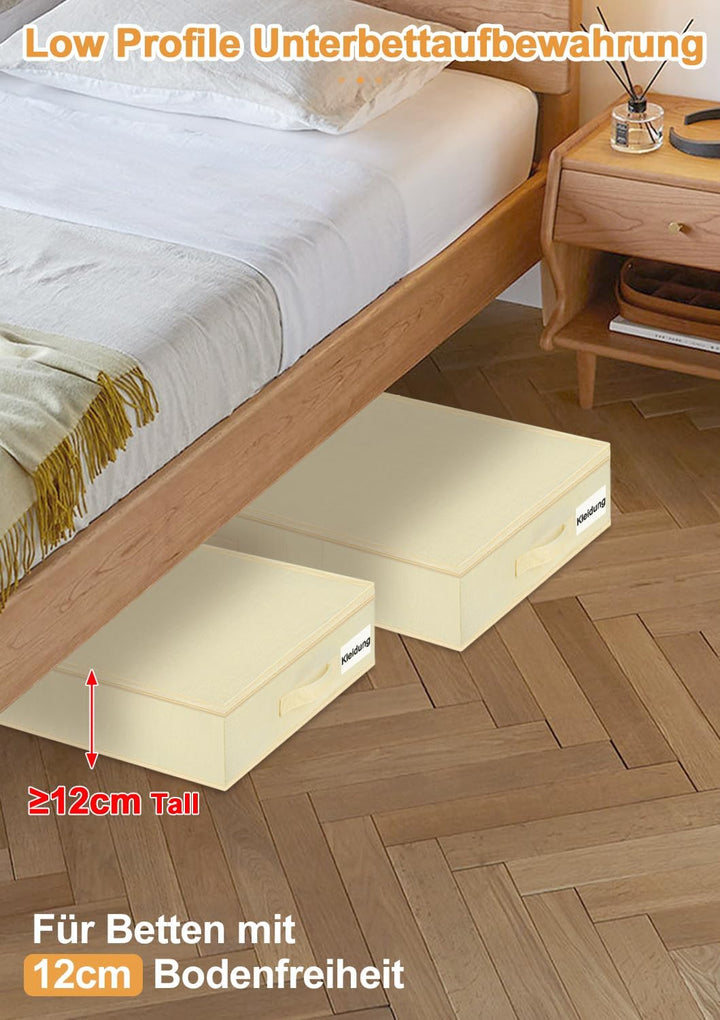 Unterbett Aufbewahrungsbox 2er Set, Faltbare Unterbett Aufbewahrung mit Deckel, Stabil & Wasserdicht