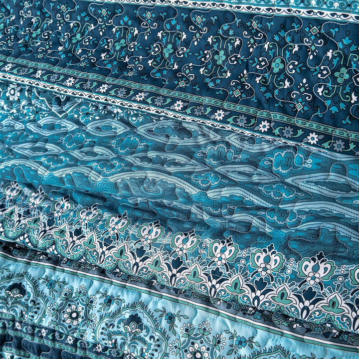 WONGS BEDDING Tagesdecke 200x220 Bettüberwurf Boho Decke Steppdecke 3 Teilig Doppelbett Gesteppt Bet