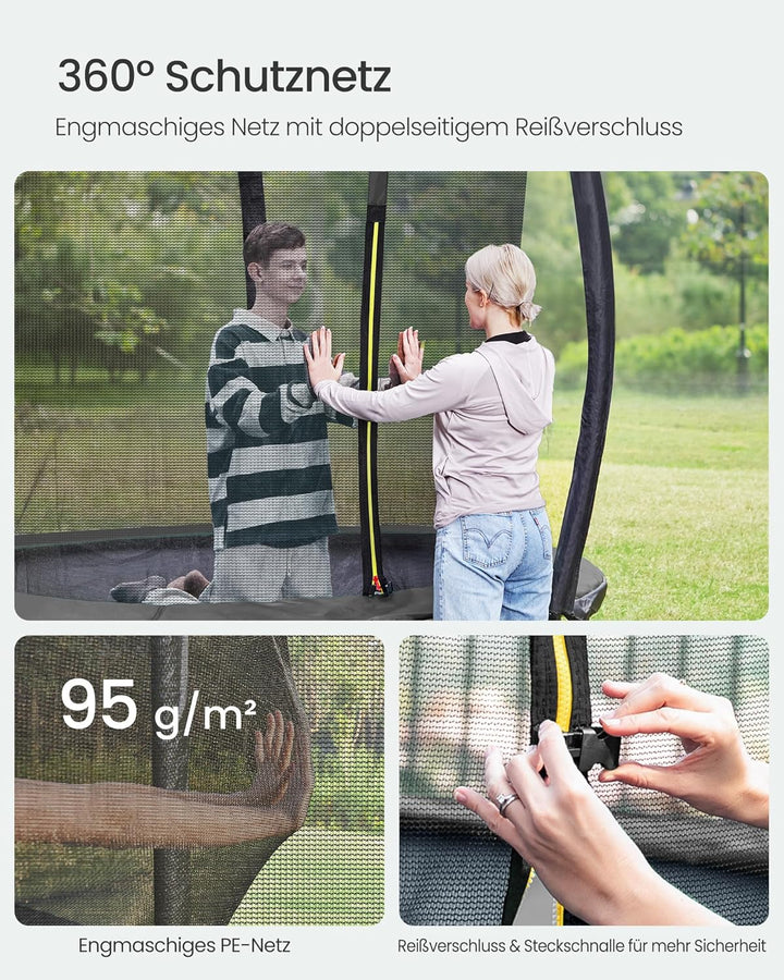 SONGMICS Trampolin Outdoor Ø 244/305/366/427 cm, rundes Gartentrampolin Kindertrampolin mit Sicherhe