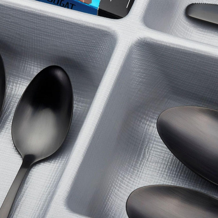 SO-BOX 2 Besteckkasten Breite 35,9 cm, Tiefe 46,2 cm mit silbergrauer Kanvas-Struktur für Schubladen