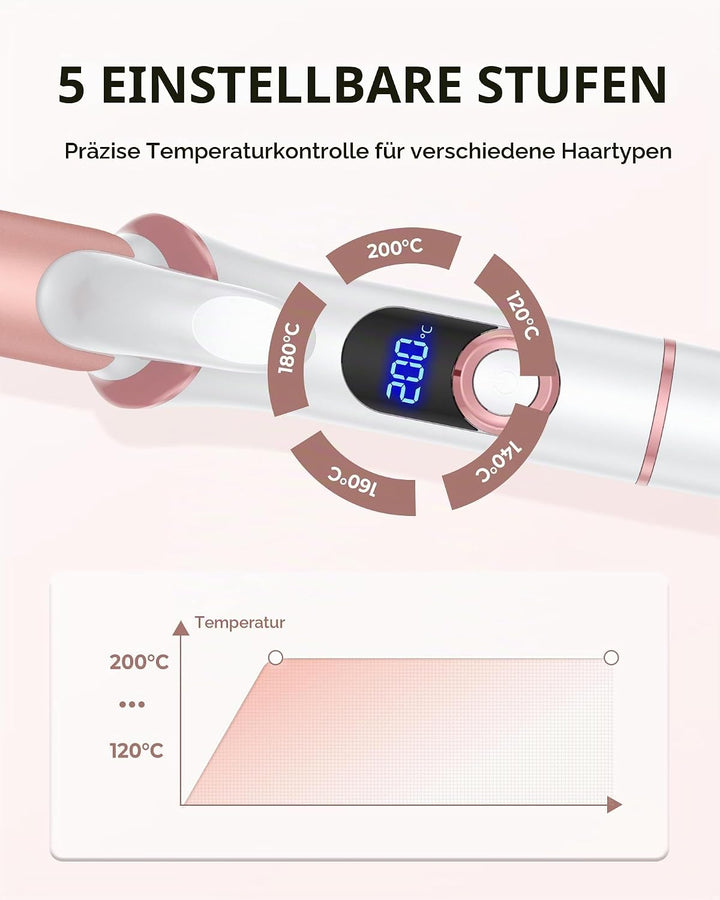 UKLISS Mini Lockenstab für Kurze Haare, 25mm Reise Lockenstab Kleine Locken, LCD Display 120-200℃, m