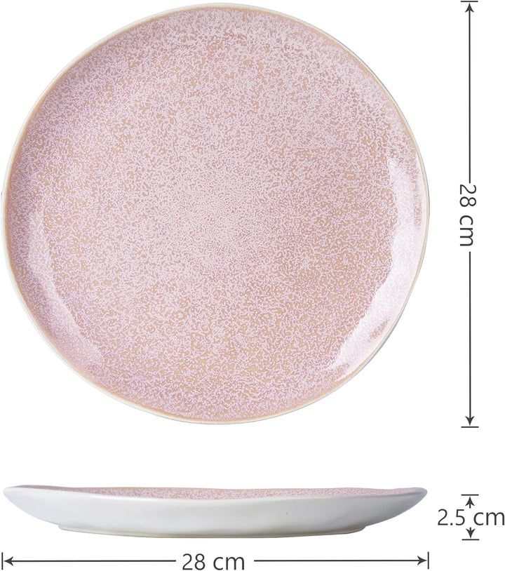 MIAMIO – 6 x 28 cm Teller/Speiseteller Set aus Steingut Keramik Geschirr Set Handmade - Lumera Kolle