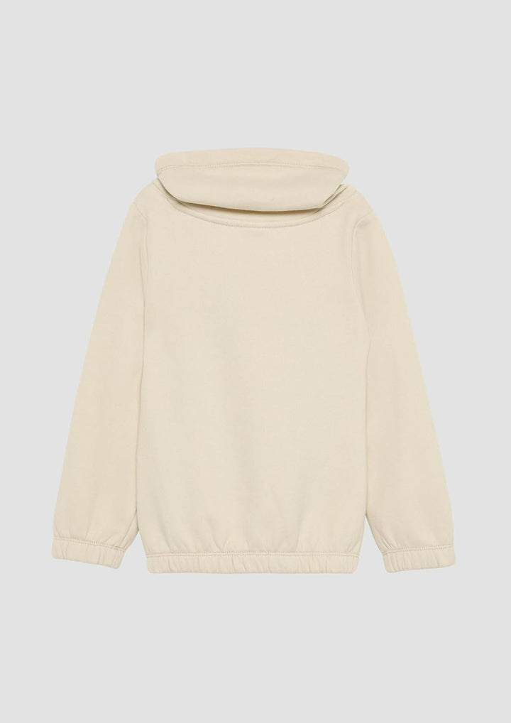 s.Oliver Wärmendes Sweatshirt mit Schalkragen und Glitzer-Artwork, Helles Sand