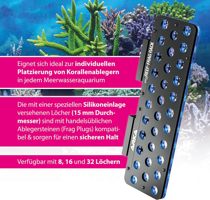 ARKA myREEF®-FRAG Rack | 8 Löcher | Korallen Ableger Halter für jedes Meerwasseraquarium | Für Glass