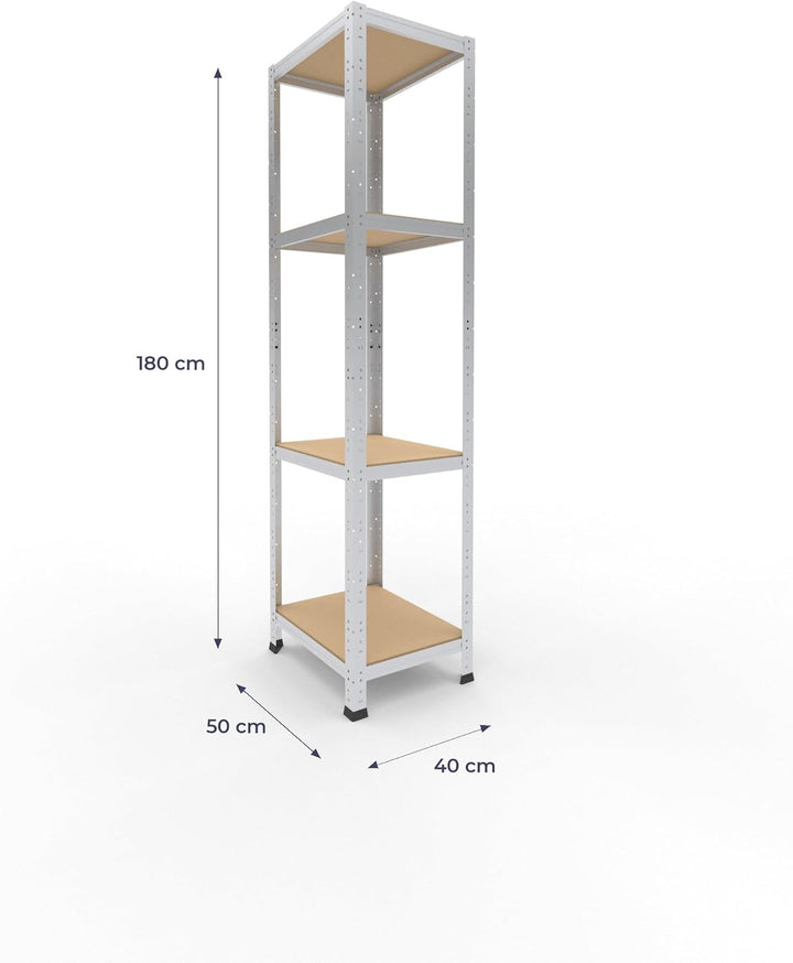shelfplaza® 180x40x50cm Home Schwerlastregal verzinkt/Metallregal mit 4 Böden/Kellerregal Metall, Ga