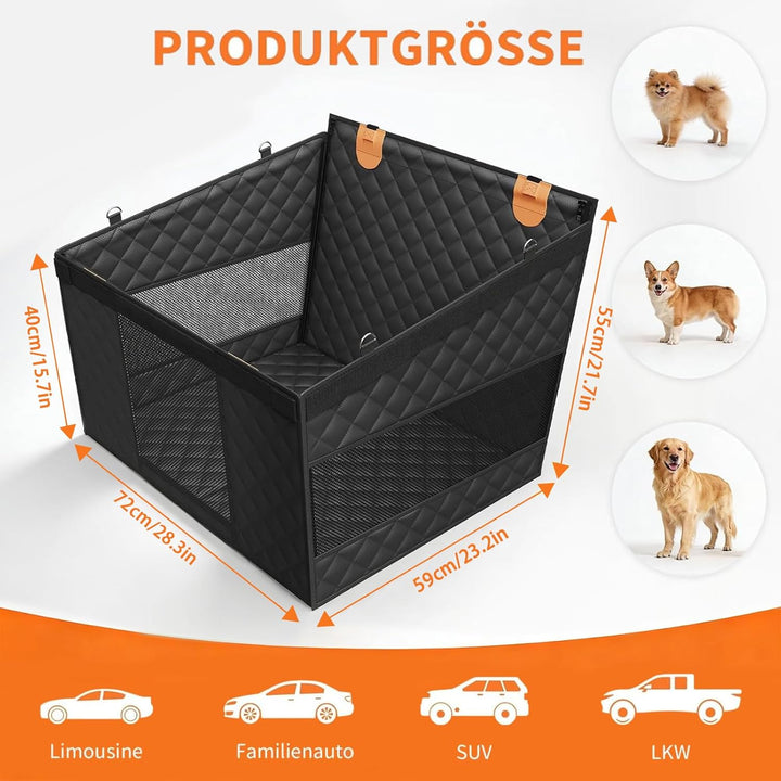 Extra Stabiler Hundekorb Auto Rücksitz, Hundesitz Auto Rückbank mit Hartem Bodenfür Grosse & Mittelg