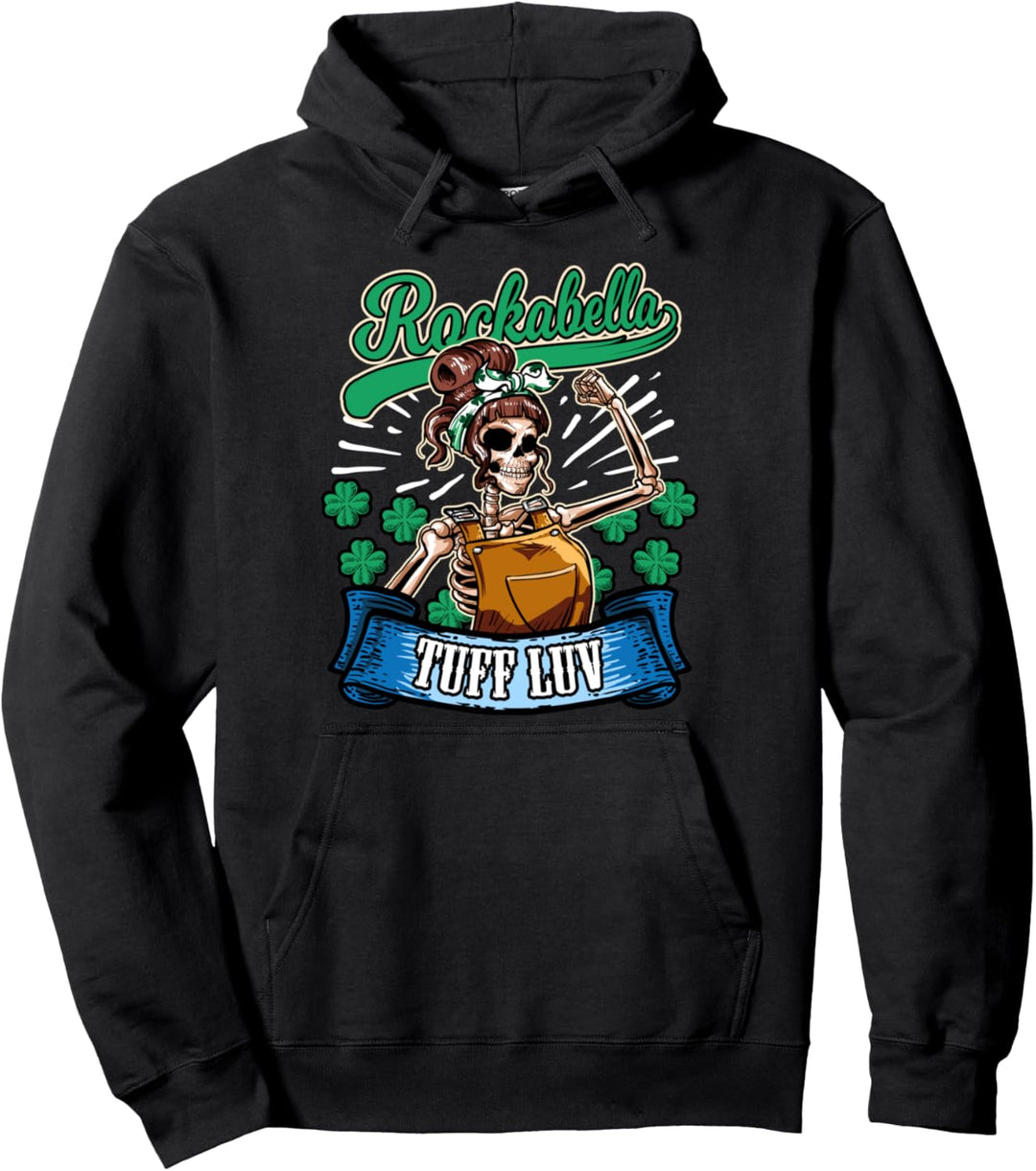 Rockabella Tuff Luv Rockabilly Girl Pin-Up St Patricks Day Pullover Hoodie