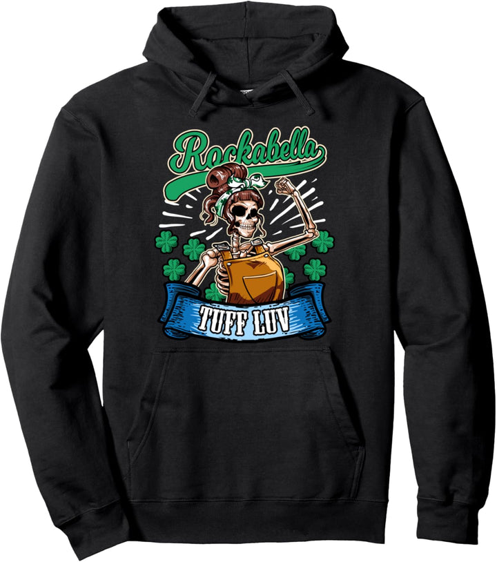 Rockabella Tuff Luv Rockabilly Girl Pin-Up St Patricks Day Pullover Hoodie