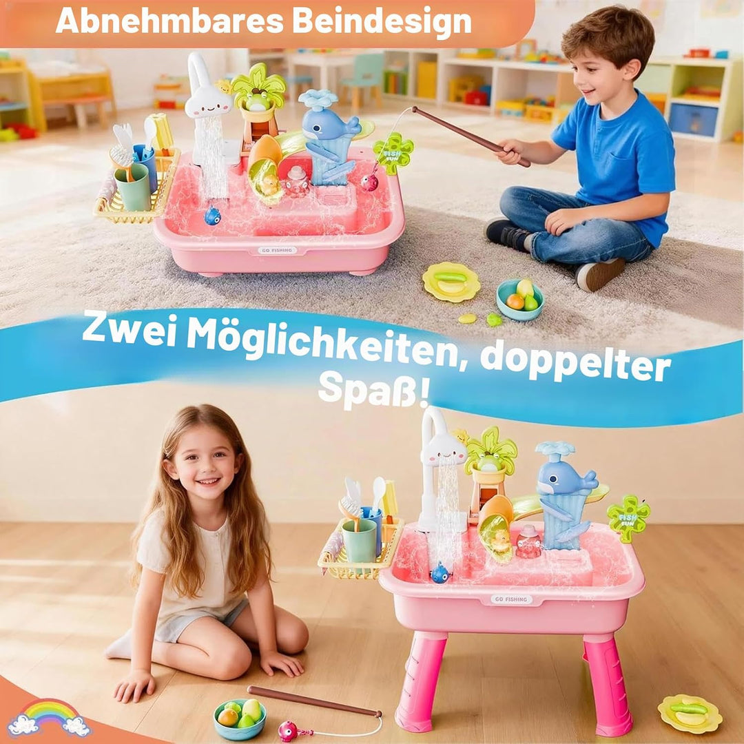 Regenschauer Wasserspieltisch Kinder Outdoor | 4 In 1 Spielspüle Mit Fliessendem Wasser Und Pumpe |