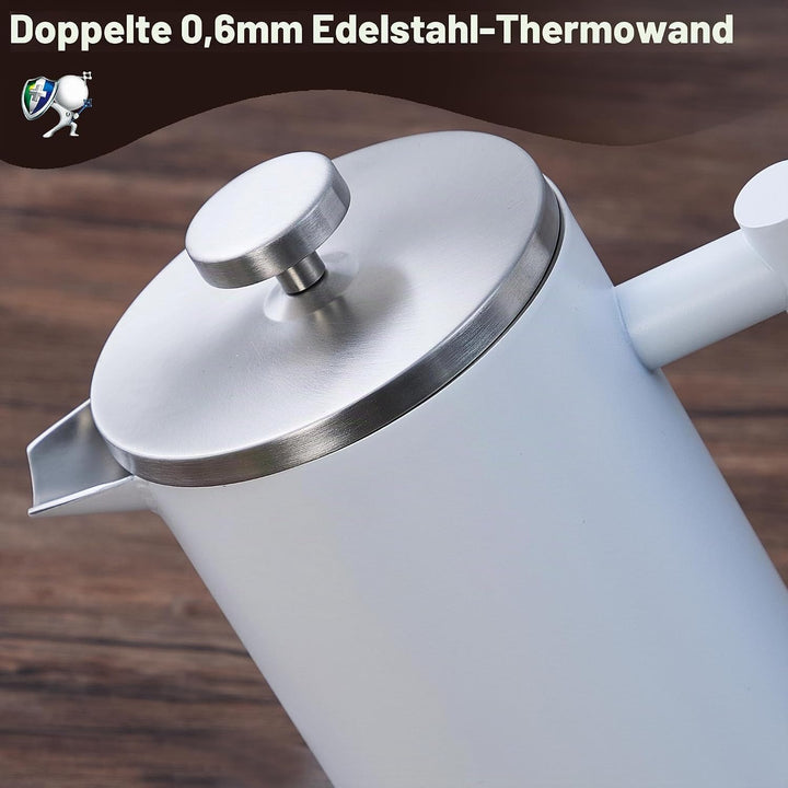 French Press Set I Kaffeebereiter, Thermo, Kaffeepresse, für Filterkaffee, 1 Liter - 5 Tassen, doppe
