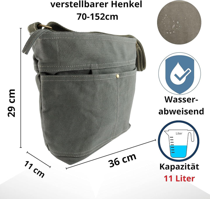 Domelo Damen Vegan Umhängetasche. Die nachhaltige Crossbody Hobo Tasche ist aus 100% Baumwolle/Canva