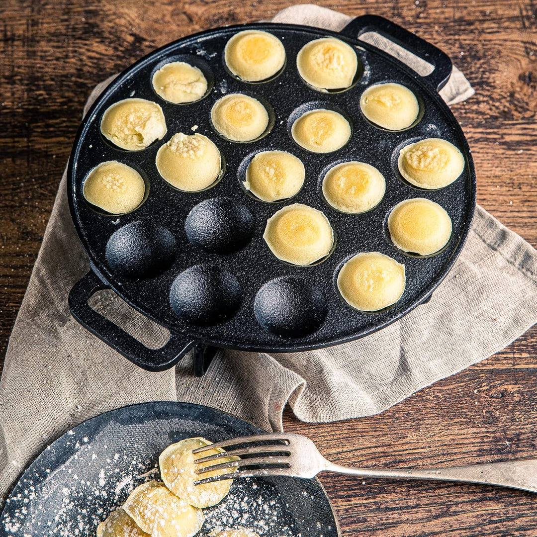 BBQ-Toro Gusseisen Poffertjes Pfanne | Förtchenpfanne für 19 Förtchen | Ø 24 x (H) 1,7 cm | preseaso