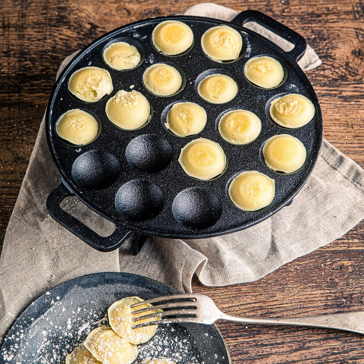 BBQ-Toro Gusseisen Poffertjes Pfanne | Förtchenpfanne für 19 Förtchen | Ø 24 x (H) 1,7 cm | preseaso