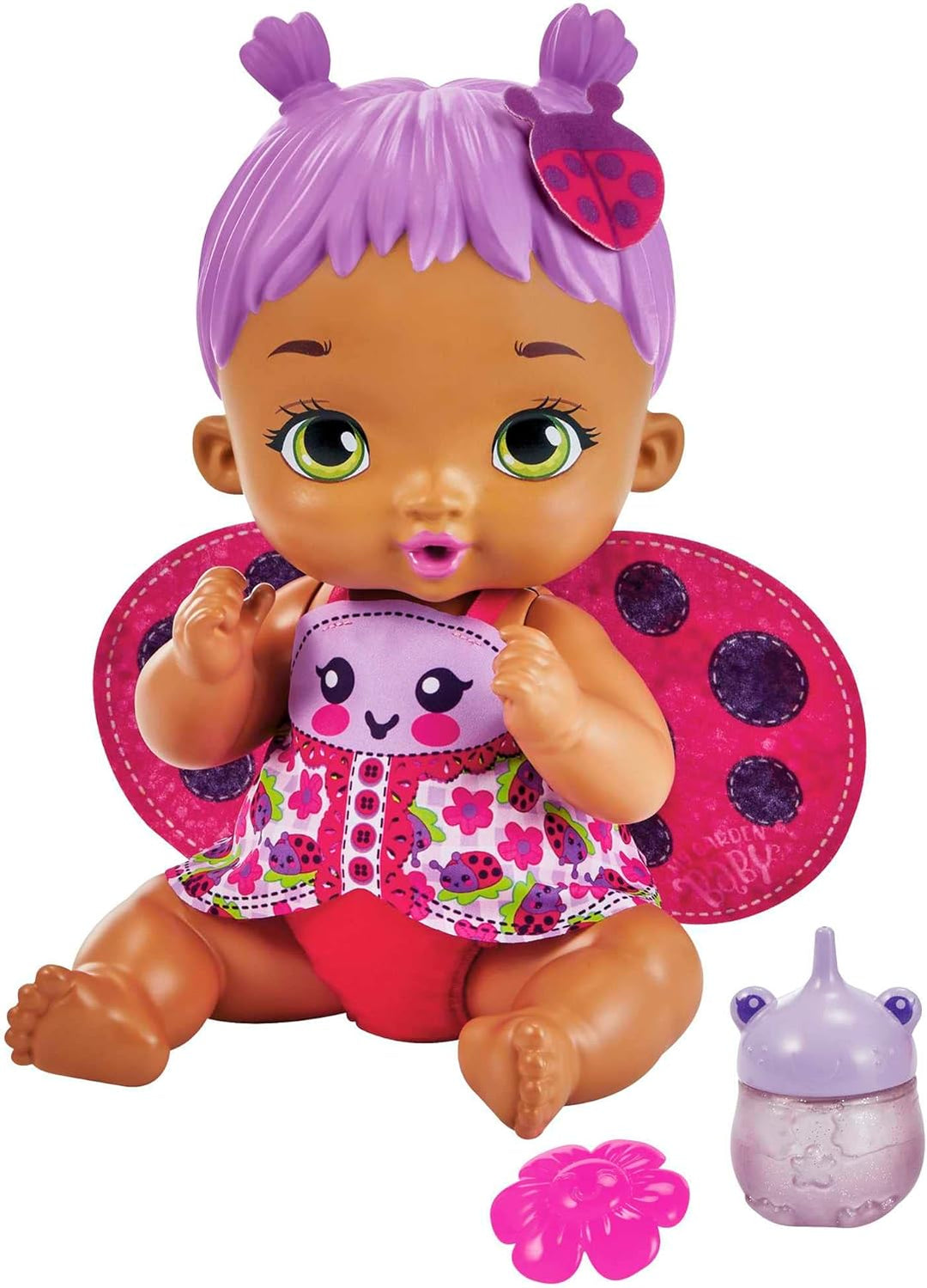 My Garden Baby HMX28 - Marienkäfer-Babypuppe mit Zubehör wie einer wiederverwendbaren Windel, Fläsch