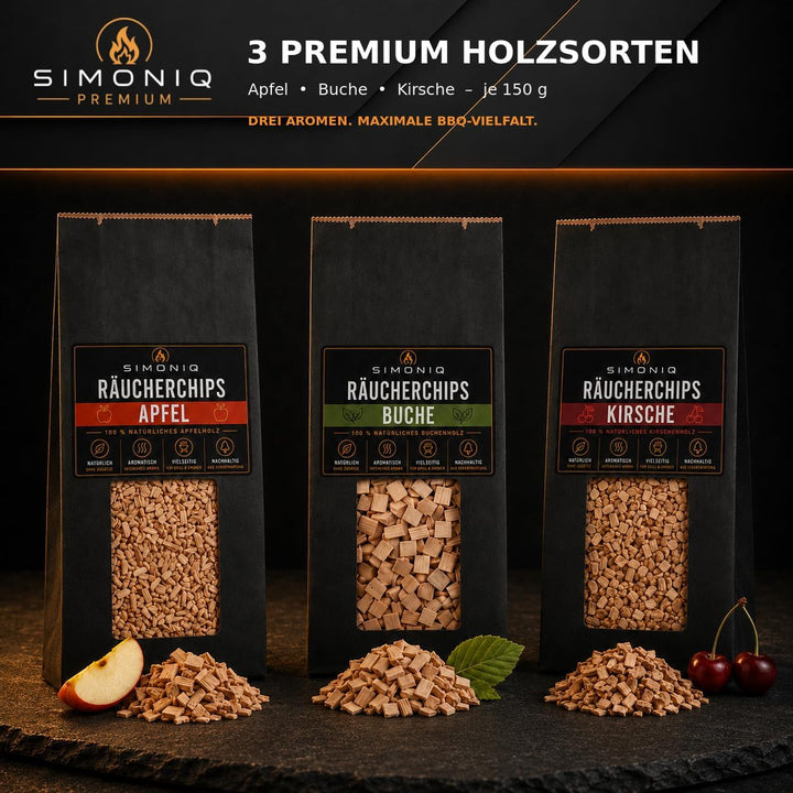 Generisch SIMONIQ Premium Räucher Set – Edelstahl Räucherbox mit 3× 150g Räucherchips &amp; Anleitungska