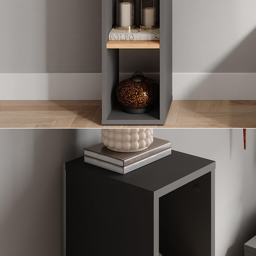 Vicco Standregal Orlando, Stauraumregal, Anthrazit/Goldkraft Eiche, 21.6 x 80.1 cm Anthrazit/Goldkra