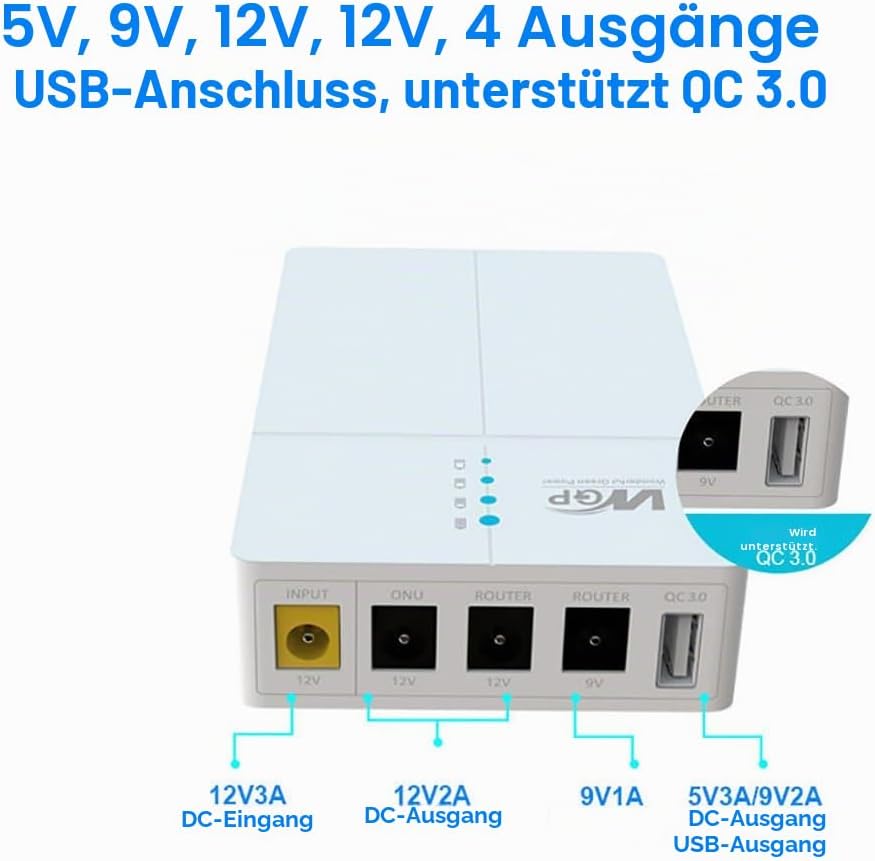 27W Mini USV unterbrechungsfreie Stromversorgung für Router, 7800mAh Li-Ion notstromversorgung akku,
