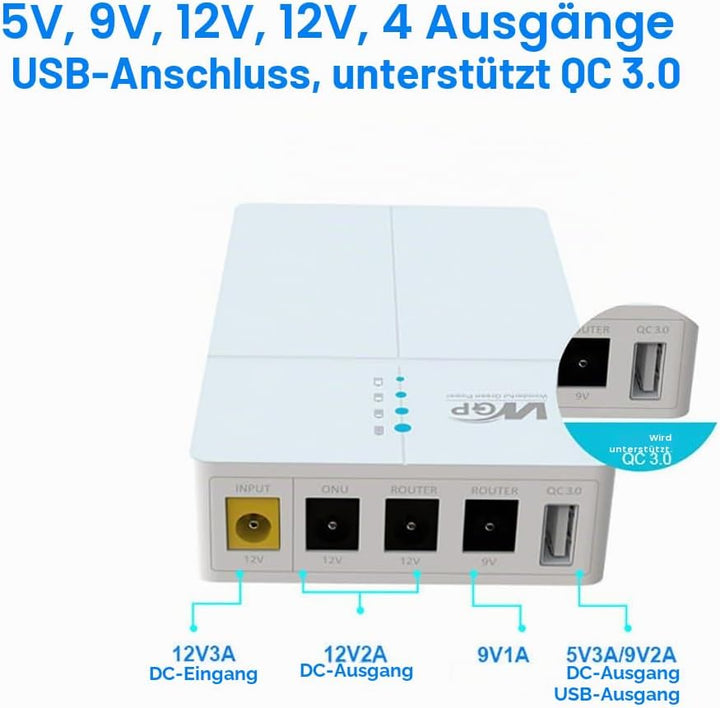 27W Mini USV unterbrechungsfreie Stromversorgung für Router, 7800mAh Li-Ion notstromversorgung akku,